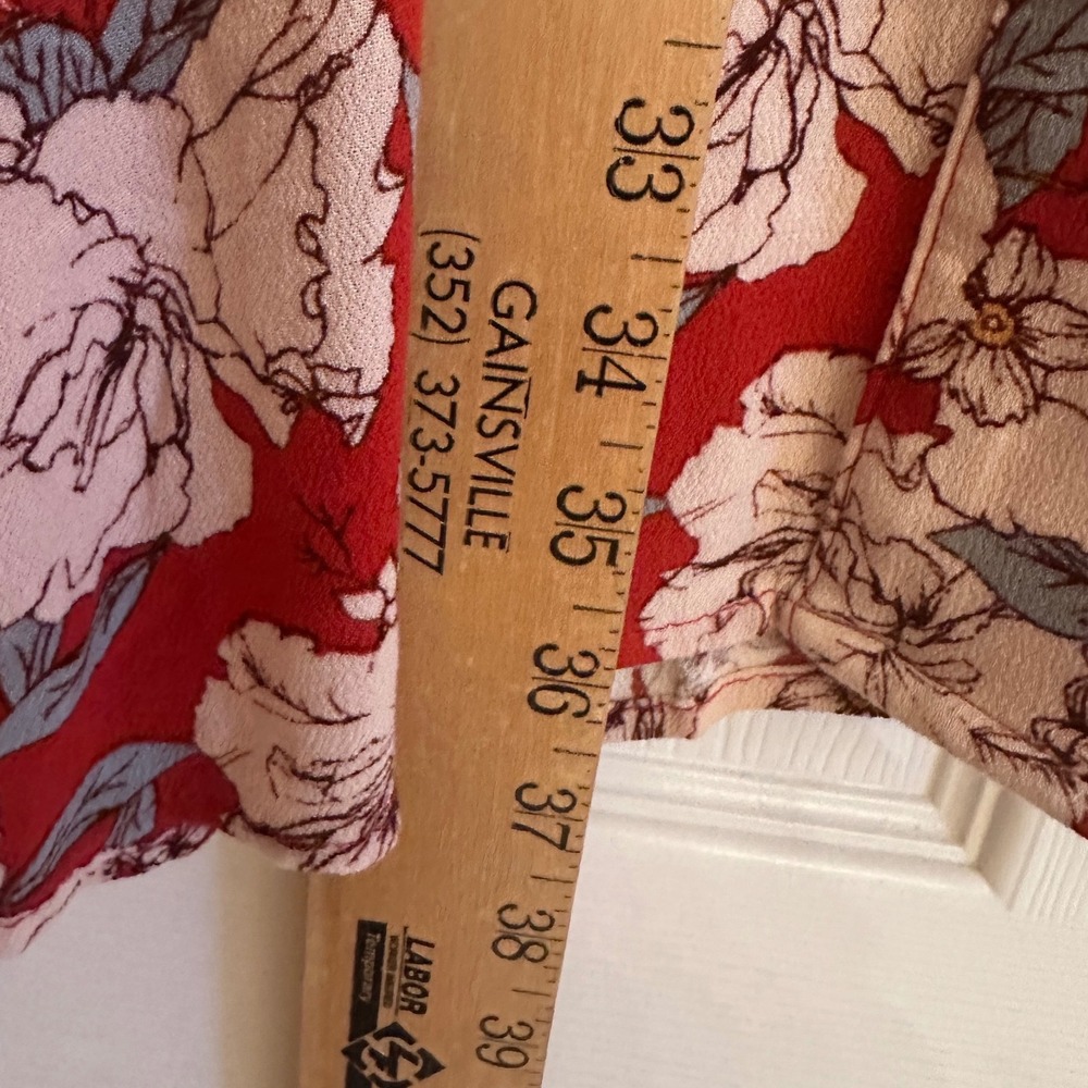 Knox Rose Red Floral Kimono Open Front Cardigan Womens XL/XXL Beach Boho READ - Picture 6 of 7